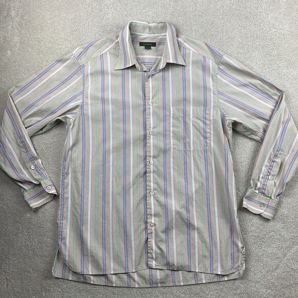 Ermenegildo Zegna Men's Striped Button Front Dress Shirt Size Large - Picture 2 of 16